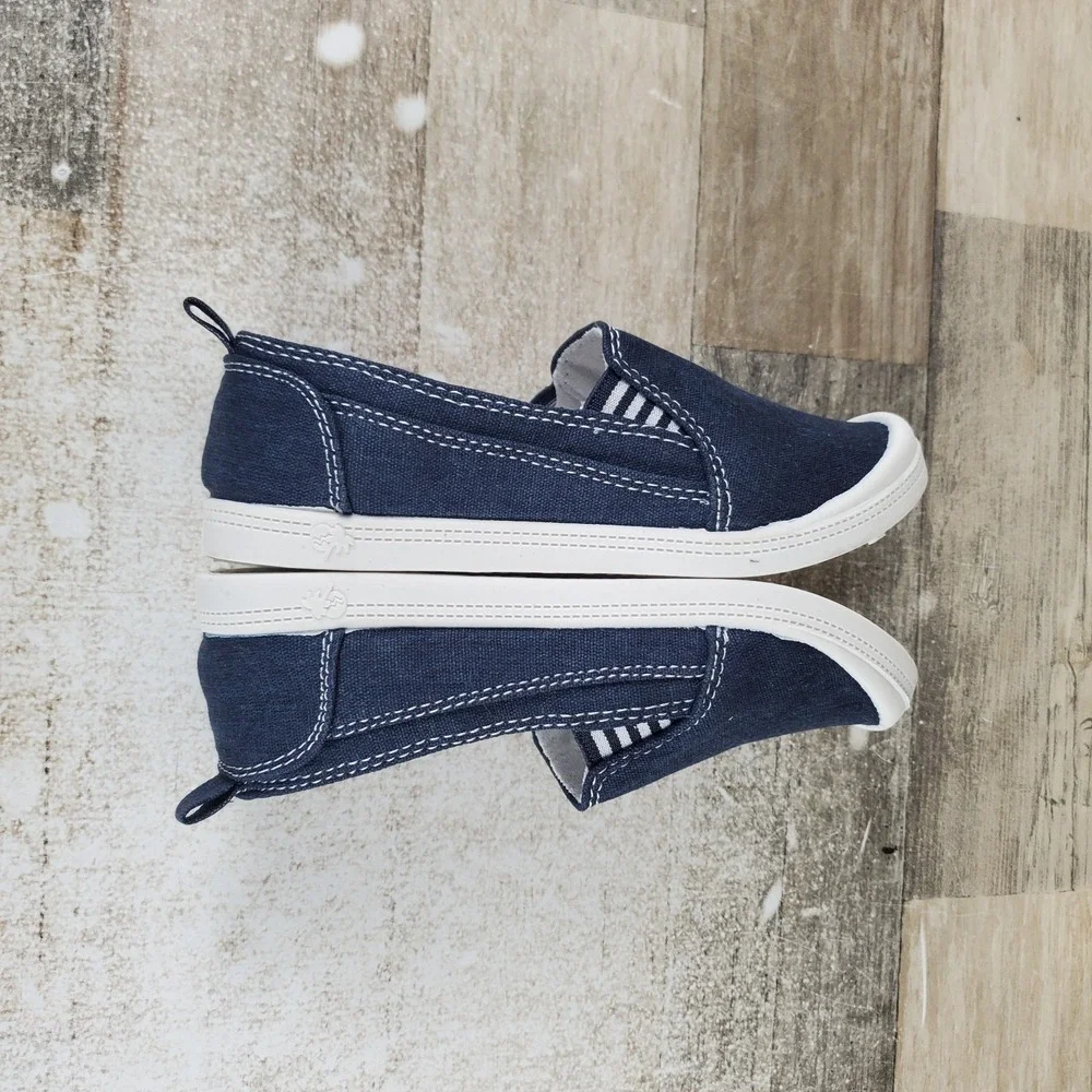 Jellypop Carlin Kids Shoes Sz 12 M Navy White Slip On Elastic Gore Sneakers